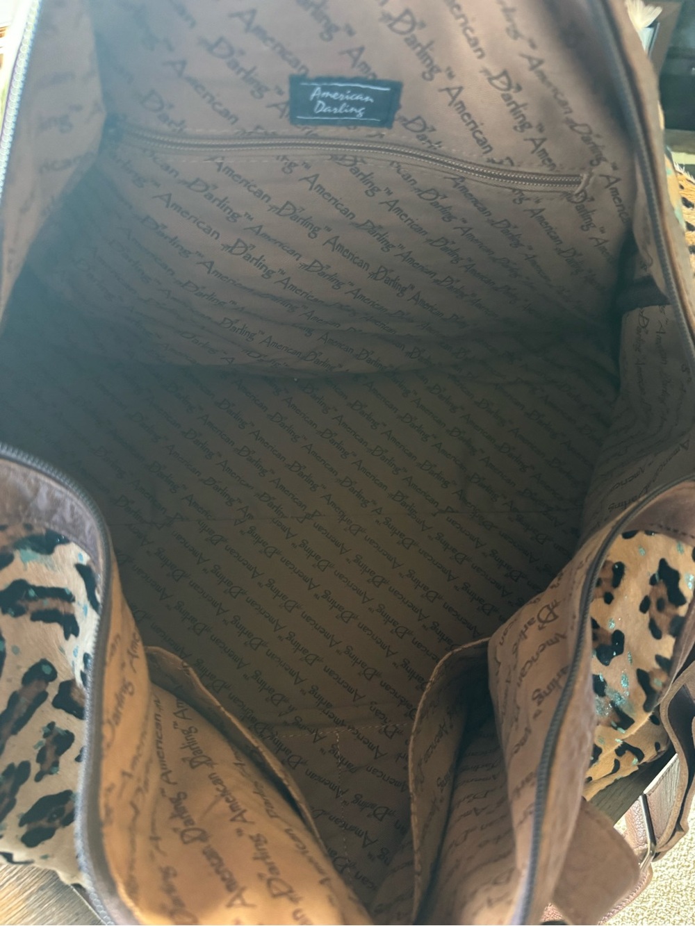 American Darling Leopard Print Travel Duffel with Brown Trim - Picture 7 of 7